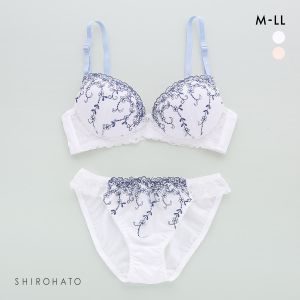ピュアシェリ ノンワイヤー ブラジャー ショーツ セット ラメ入小花チュール PURECHERIE
