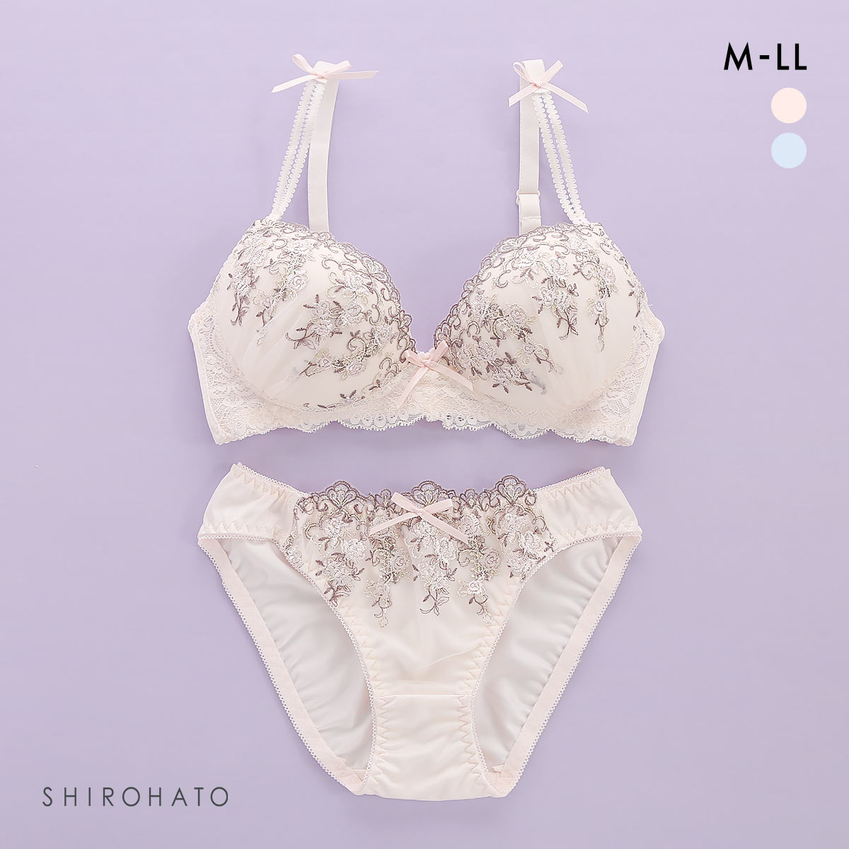 TINY ROSE QUILTING ジャケット、ショーツ上下セット ピュアシェリ ラメ小花チュール ノンワイヤー ブラセット M L LL