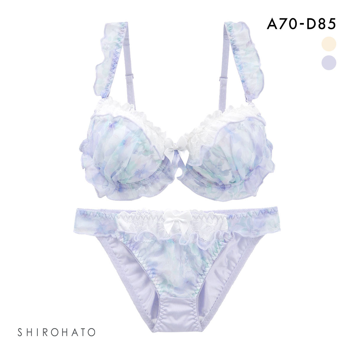 ロマンティックドール 花柄プリントシフォン ブラセット ABCD ブラショーツセット Romantic doll(LV-ラベンダー-A70-M)