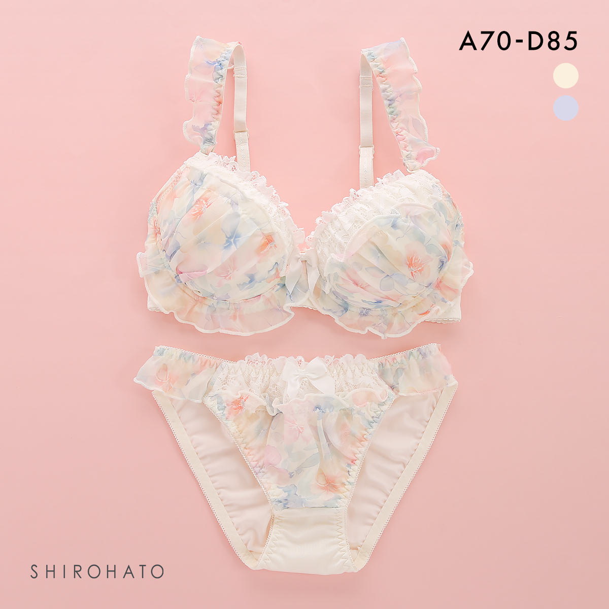 ロマンティックドール 花柄プリントシフォン ブラセット ABCD ブラショーツセット Romantic doll