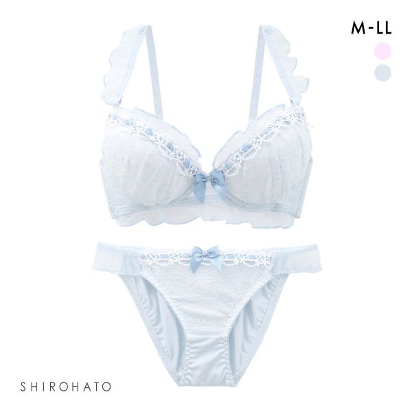 ピュアシェリ メロウリボン ノンワイヤー ブラセット M L LLブラジャー ショーツ セット ワイヤレス PURECHERIE