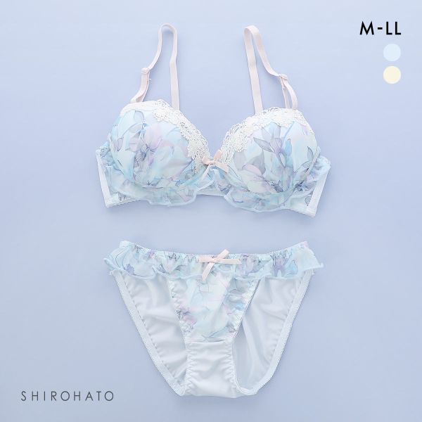 ピュアシェリ プリントシフォンフリル ノンワイヤー ブラセット M L LL ブラジャー ショーツ セット PURECHERIE ピュアシェリ プリントシフォンフリル ノンワイヤー ブラセット M L LL ブラジャー ショーツ セット PURECHERIE