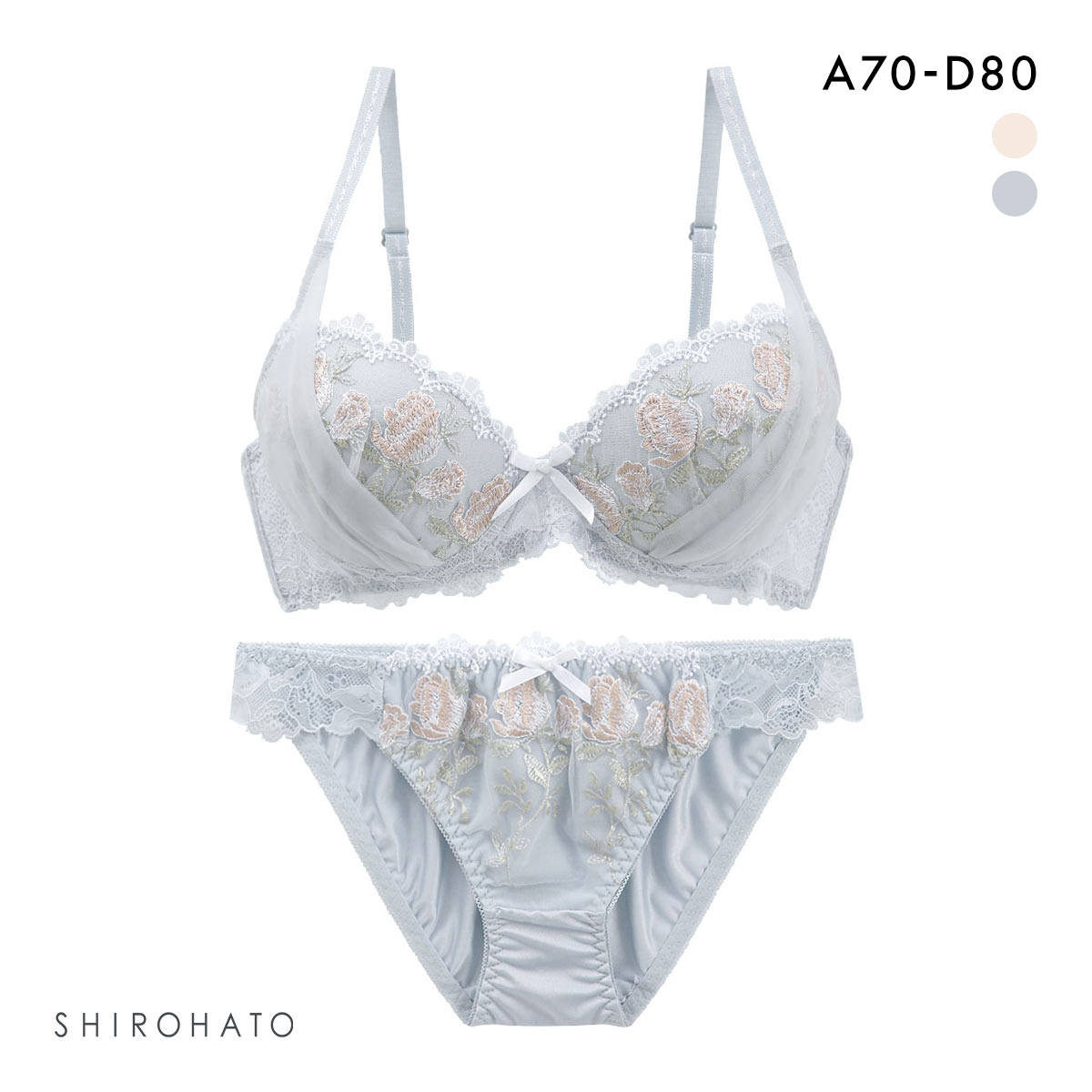 ルルモアナ アンティークチューリップ ブラセット ABCD ブラジャー ショーツ セット LULUMOANA(BGY-ブルーグレー-A70-M)