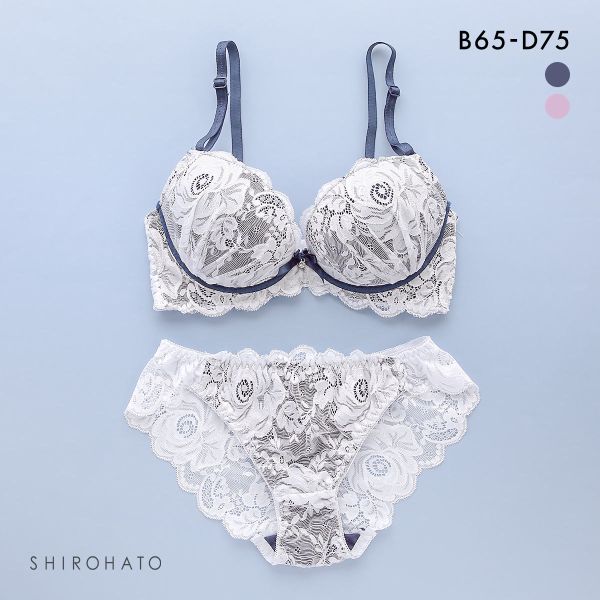 ピュアシェリ 脇高ストレッチレース×サイド編み上げ ブラセット ABCD ブラジャー ショーツ セット 谷間 L字 脇寄せ PURECHERIE