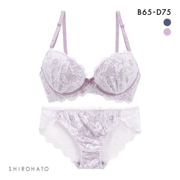 ピュアシェリ 脇高ストレッチレース×サイド編み上げ ブラセット ABCD ブラジャー ショーツ セット 谷間 L字 脇寄せ PURECHERIE