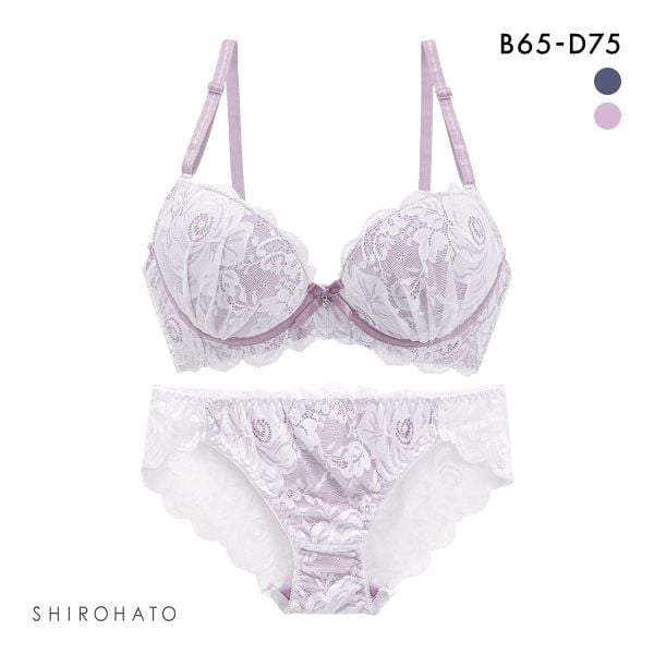 ピュアシェリ 脇高ストレッチレース×サイド編み上げ ブラセット ABCD ブラジャー ショーツ セット 谷間 L字 脇寄せ PURECHERIE