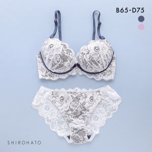 ピュアシェリ 脇高ストレッチレース×サイド編み上げ ブラセット ABCD ブラジャー ショーツ セット 谷間 L字 脇寄せ PURECHERIE