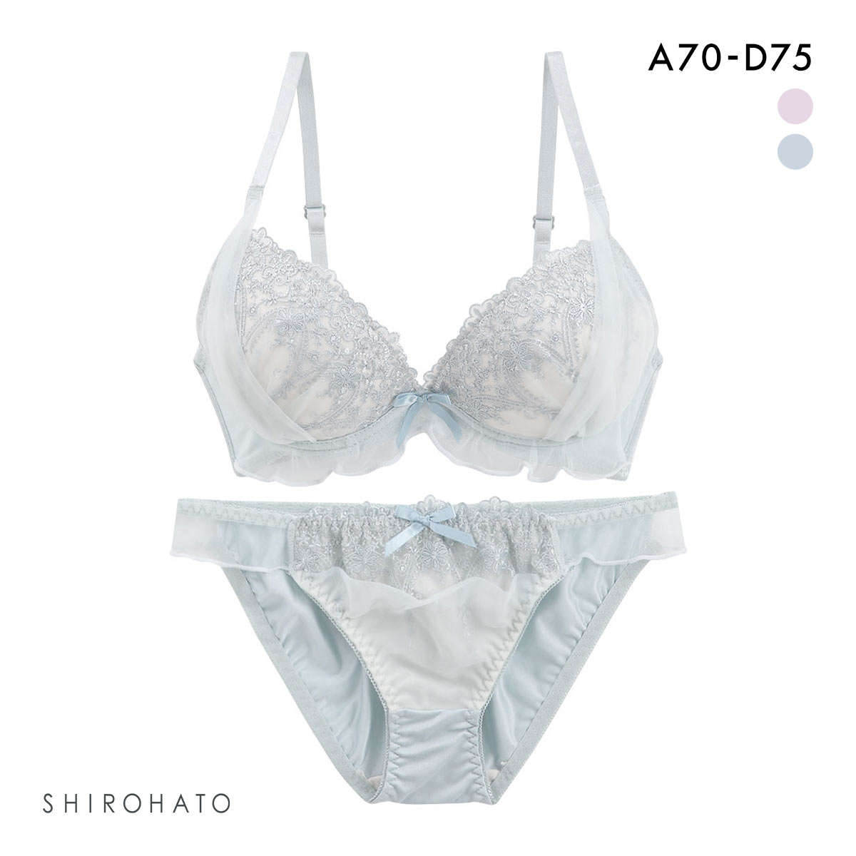 ピュアシェリ ラメチュールベール ブラセット ABCD ブラジャー ショーツ セット 谷間 L字 脇寄せ 盛り PURECHERIE(BGY-ブルーグレー-A70-M)