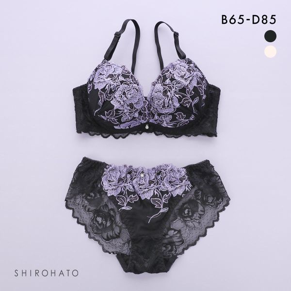 エクラ 脇高 ラメローズレース ブラセット BCD65-85 ブラジャー ショーツ セット 脇肉 谷間 脇寄せ ECLAT