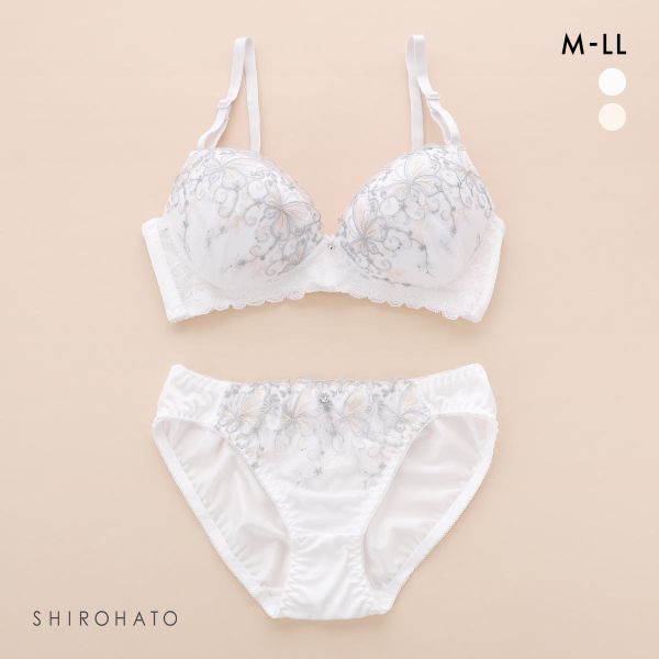 ピュアシェリ バタフライラメチュール ノンワイヤー ブラセット M L LL ブラジャー ショーツ セット ワイヤレス 大きいサイズ PURECHERIE