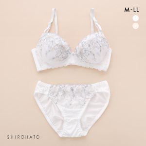 ピュアシェリ バタフライラメチュール ノンワイヤー ブラセット M L LL ブラジャー ショーツ セット ワイヤレス 大きいサイズ PURECHERIE