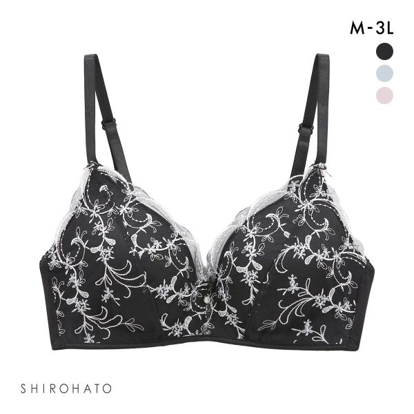楽して美胸ができるブラ 脇高ノンワイヤーブラジャー チュールレース M L LL 3L ふっくら もちもち 谷間 楽ちん ワイヤレス