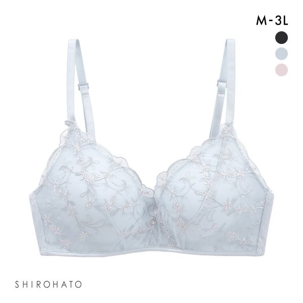 楽して美胸ができるブラ 脇高ノンワイヤーブラジャー チュールレース M L LL 3L ふっくら もちもち 谷間 楽ちん ワイヤレス