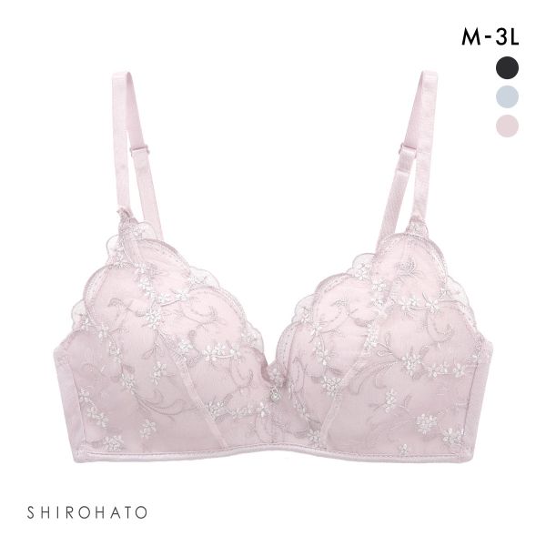 楽して美胸ができるブラ 脇高ノンワイヤーブラジャー チュールレース M L LL 3L ふっくら もちもち 谷間 楽ちん ワイヤレス