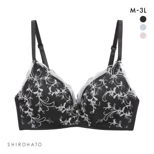 楽して美胸ができるブラ 脇高ノンワイヤーブラジャー チュールレース M L LL 3L ふっくら もちもち 谷間 楽ちん ワイヤレス