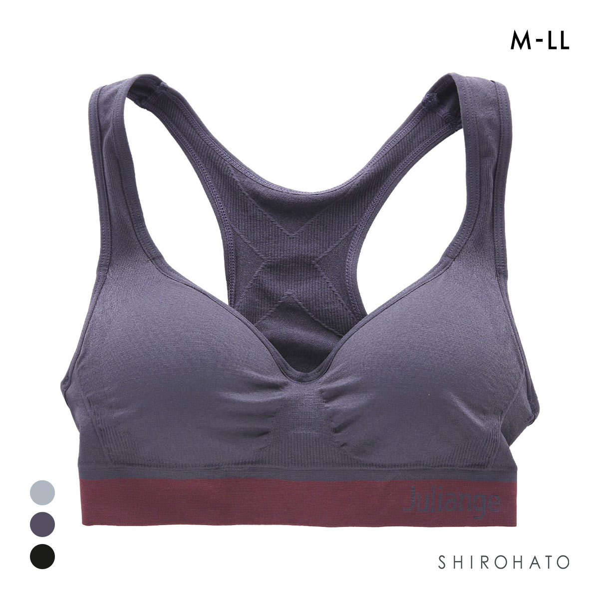 成型丸編み ノンワイヤーブラジャー M L LL スポーツブラ おやすみブラ ナイトブラ リラックス チル 部屋着 普段着 部活(DPU-濃パープル-M)