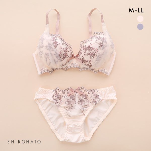 ピュアシェリ ボタニークレース ノンワイヤー ブラセット M L LL ブラジャー ショーツ セット ワイヤレス PURECHERIE