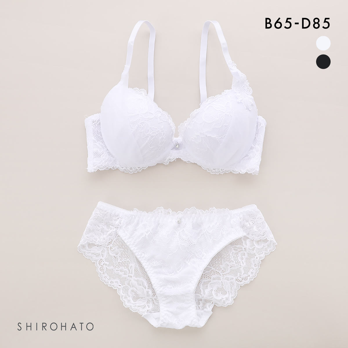 ルルモアナ シアーヴェール ブラセット BCD65-85 盛り 谷間 美胸 寄せ ブラジャー ショーツ セット LULUMOANA(WH-ホワイト-B65-M)