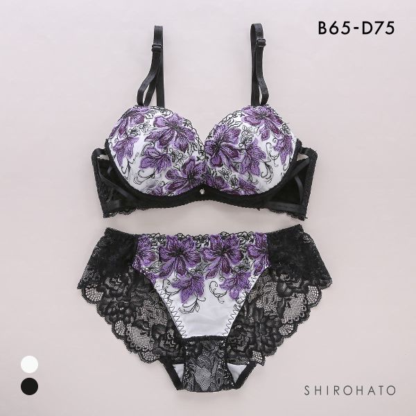 ピュアシェリ レーシーサイドクロス ブラセット ABCD ブラジャー ショーツ セット 盛り 谷間 美胸 L字 脇寄せ 総レース PURECHERIE