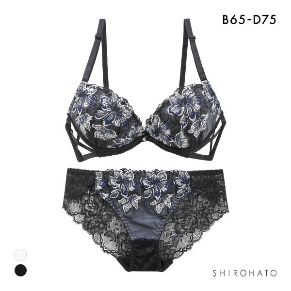 ピュアシェリ レーシーサイドクロス ブラセット ABCD ブラジャー ショーツ セット 盛り 谷間 美胸 L字 脇寄せ 総レース PURECHERIE