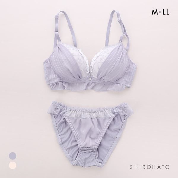 ピュアシェリ ストライプシフォン ノンワイヤー ブラセット M L LLブラジャー ショーツ 大きいサイズ 谷間 脇寄せ 盛り PURECHERIE ピュアシェリ ストライプシフォン ノンワイヤー ブラセット M L LLブラジャー ショーツ 大きいサイズ 谷間 脇寄せ 盛り PURECHERIE