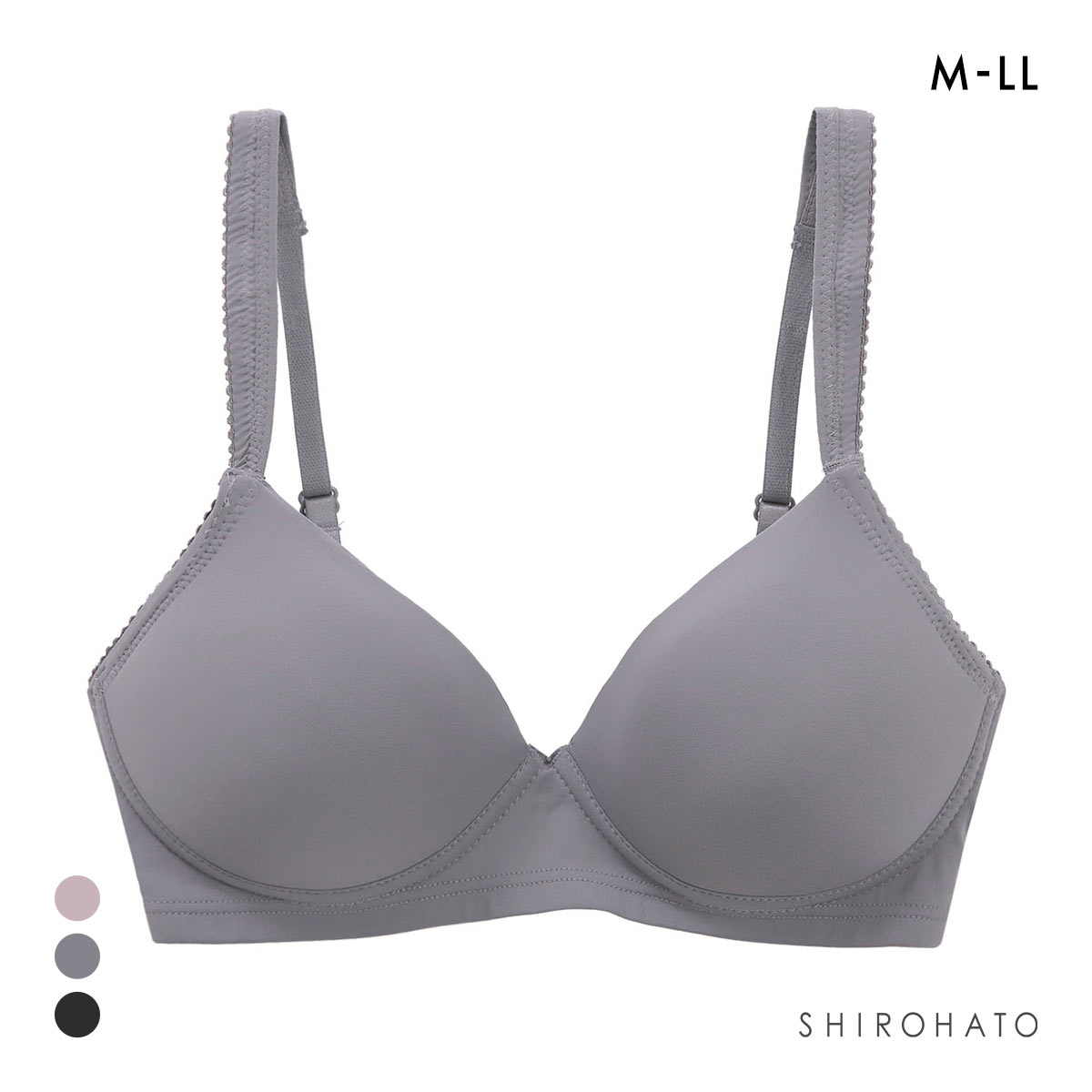 エブリィブラ 脇高ノンワイヤーブラジャー M L LL シンプル 肩らく やさしい ノンストレス エアリー ふっくら もちもち 谷間 楽ちん(DGY-濃グレー-M)