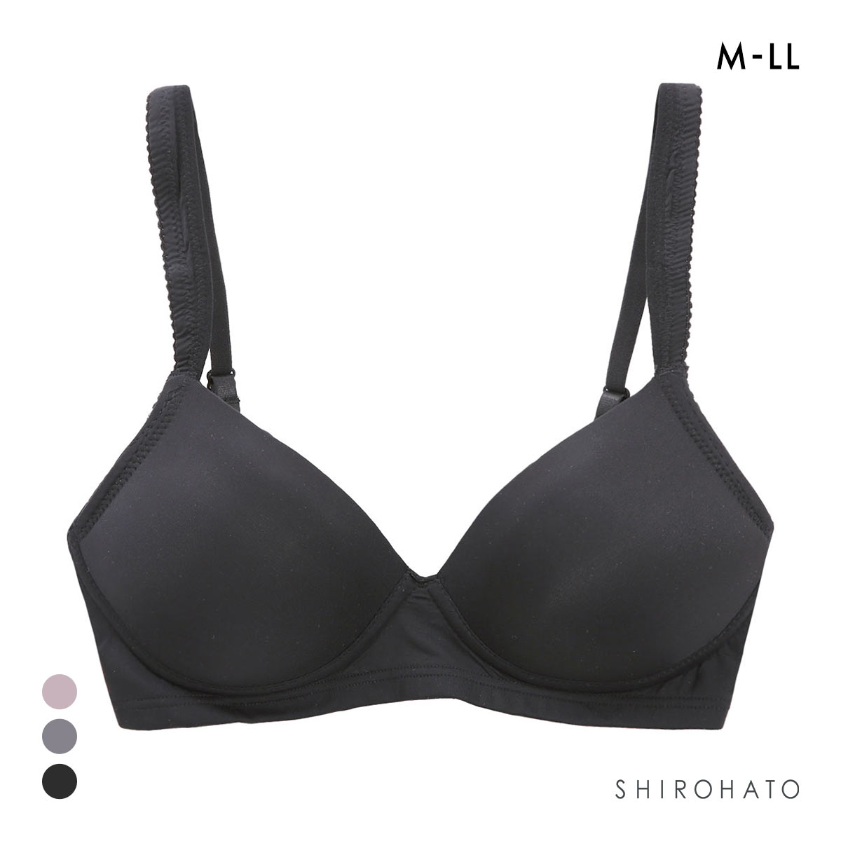エブリィブラ 脇高ノンワイヤーブラジャー M L LL シンプル 肩らく やさしい ノンストレス エアリー ふっくら もちもち 谷間 楽ちん(BK-ブラック-M)
