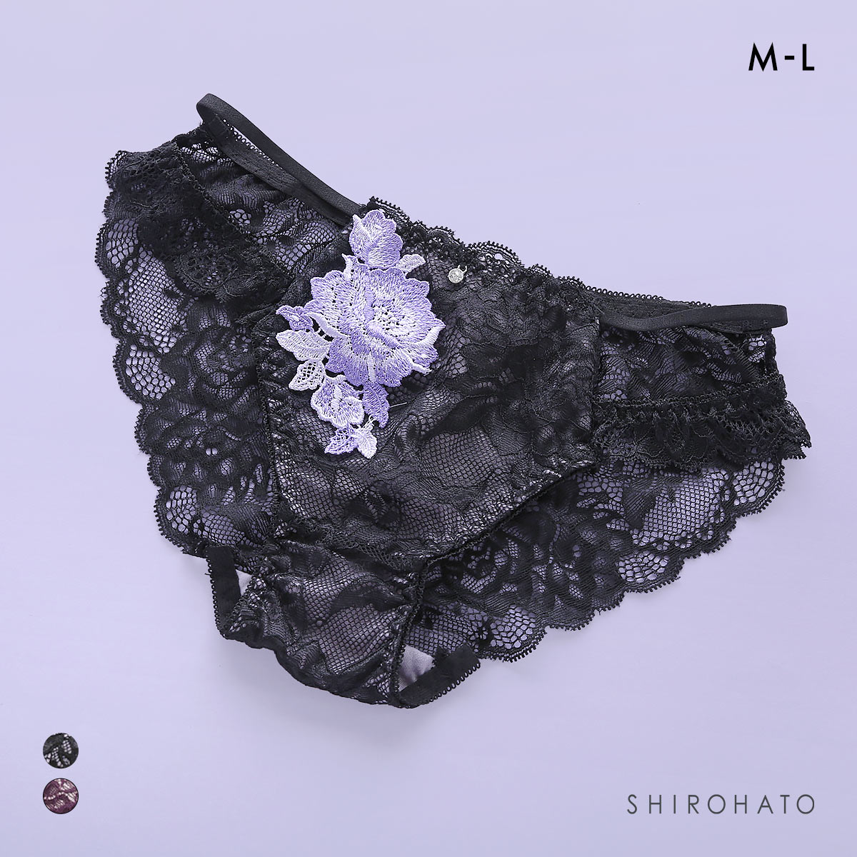 ピュアシェリ ローズケミカル 総レース ダブルストリング ショーツ M L ソフトタッチ セクシー インポート スタンダード 彼女(BK-ブラック-M)
