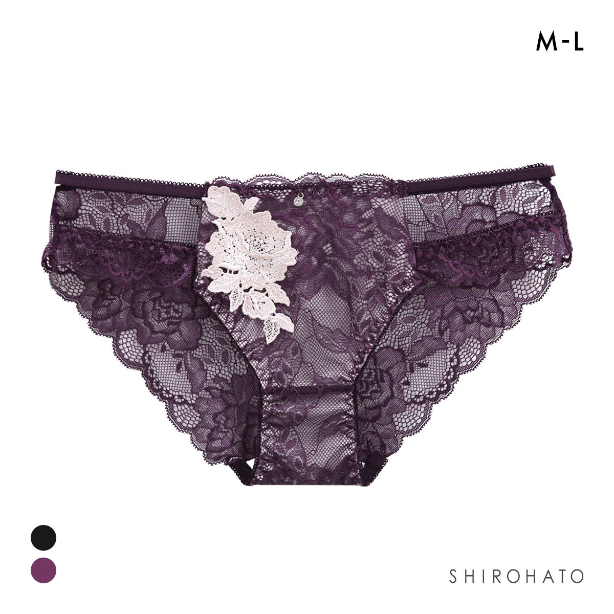 ピュアシェリ ローズケミカル 総レース ダブルストリング ショーツ M L ソフトタッチ セクシー インポート スタンダード 彼女(DPU-濃パープル-M)
