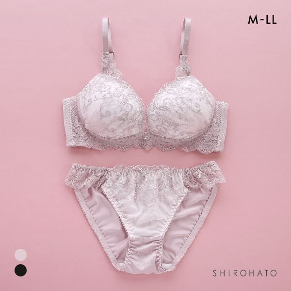 ピュアシェリ アイビーラメレース 脇高ノンワイヤー ブラセット M L LL ブラジャー ショーツ セット ワイヤレス 脇肉 PURECHERIE