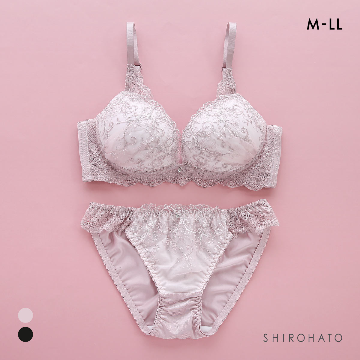 ピュアシェリ アイビーラメレース 脇高ノンワイヤー ブラセット M L LL ブラジャー ショーツ セット ワイヤレス 脇肉 PURECHERIE