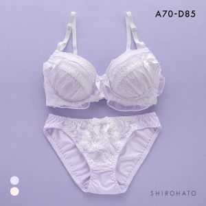 ピュアシェリ フェアリーフリル リボン通し ブラセット ABCD70-85 盛り 谷間 美胸 寄せ ブラジャー ショーツ セット PURECHERIE