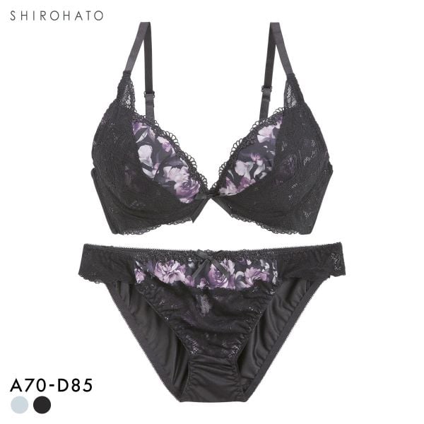 ピュアシェリ ローズプリントシフォン ブラセット ABCD 谷間 盛り 脇寄せ ブラジャー ショーツ セット PURECHERIE