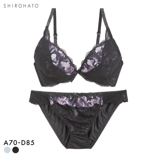 ピュアシェリ ローズプリントシフォン ブラセット ABCD 谷間 盛り 脇寄せ ブラジャー ショーツ セット PURECHERIE