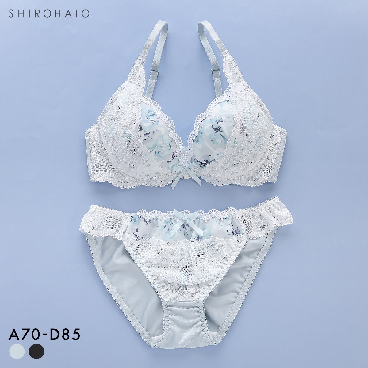 ピュアシェリ ローズプリントシフォン ブラセット ABCD 谷間 盛り 脇寄せ ブラジャー ショーツ セット PURECHERIE