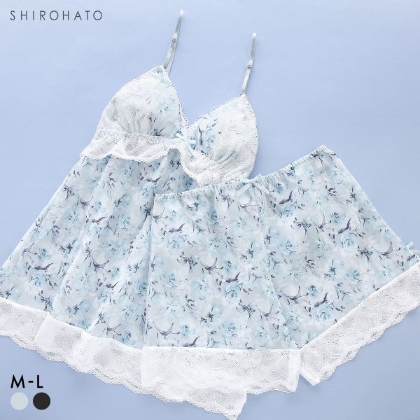 ピュアシェリ ローズプリントシフォン キャミ＆タップパンツ セットアップ M L 上下セット スリップ ベビードール PURECHERIE