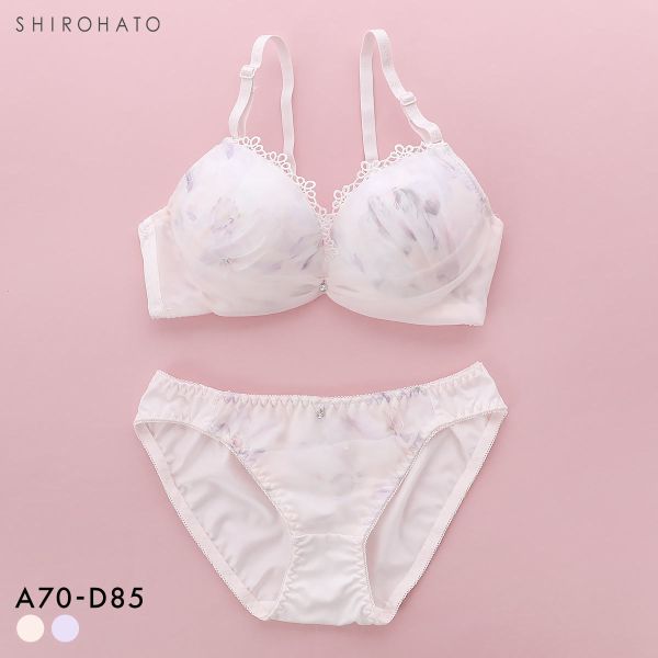 ピュアシェリ フラワープリントシフォン ブラセット ABCD70-85 ラジャー ショーツ セット 谷間 L字 脇寄せ 盛り PURECHERIE