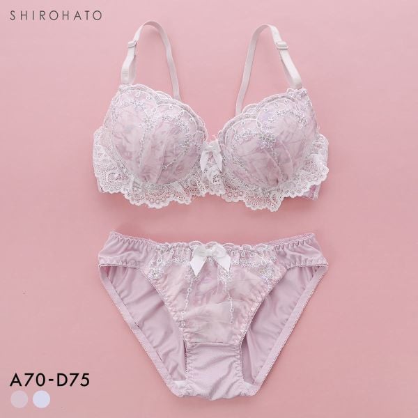 ピュアシェリ フラワーシフォンラメ ブラセット ABCD 谷間 脇寄せ 盛り胸 ブラジャー ショーツ セット PURECHERIE