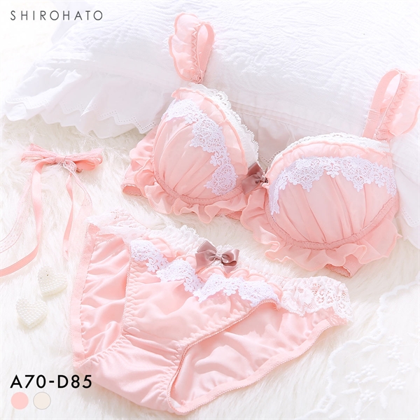 ピュアシェリ スウィートシフォンフリル×ケミカル ブラセット ABCD 谷間 盛り 脇寄せ ブラジャー ショーツ セット PURECHERIE