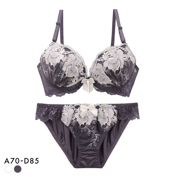 エクラ 脇高 大花チュール ブラセット ABCD 大きいサイズ 脇肉 谷間 盛り 脇寄せ バストアップ ブラジャー ショーツ ECLAT