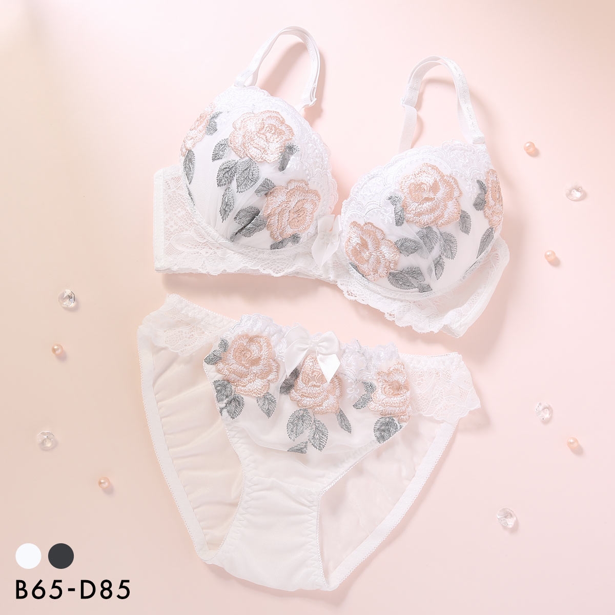 ピュアシェリ 脇高 ロイヤルローズ ブラセット ABCD 谷間 盛り 脇寄せ ブラジャー ショーツ セット PURECHERIE