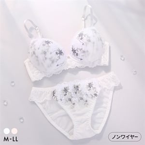 ピュアシェリ ボタニカルハーフチュール ノンワイヤー ブラセット M L LL ブラジャー ショーツ セット ワイヤレス PURECHERIE