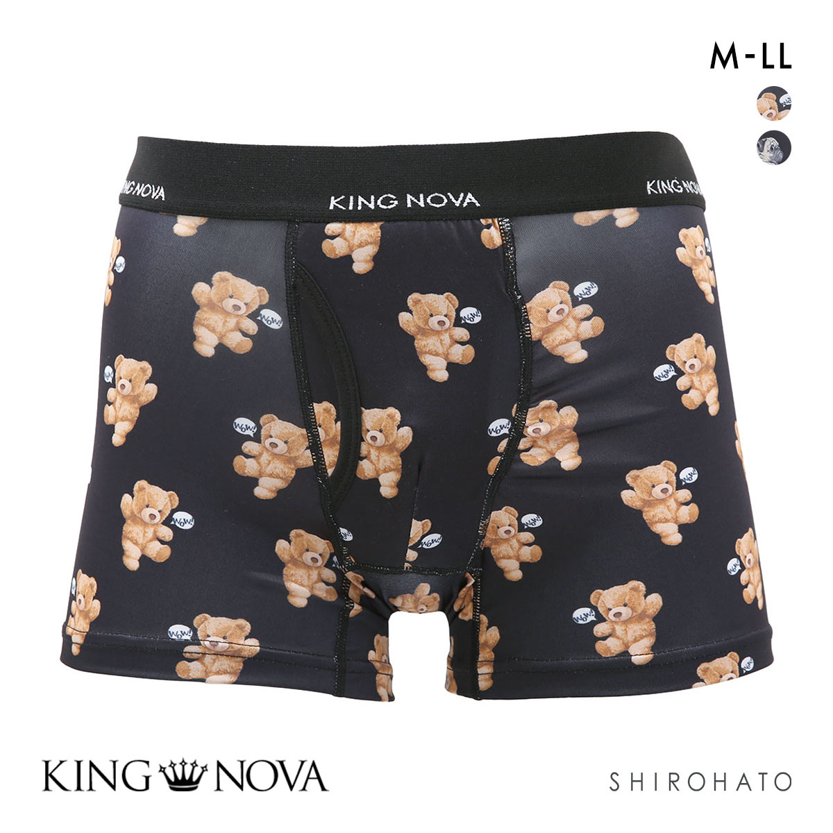 キングノバ 軽失禁対応 ボクサーパンツ メンズ くま柄 わんこ柄 前あき M L LL 約15cc 吸水ショーツ ちょいモレ 尿漏れ 尿ぎれ(BEA-クマ-M)