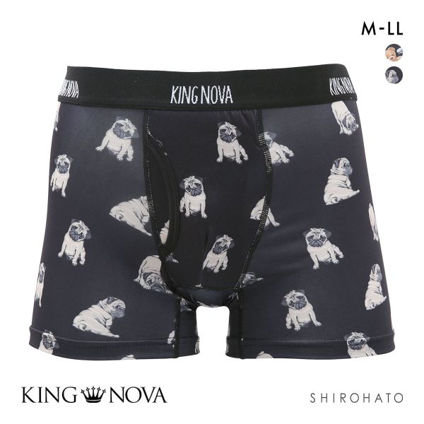 キングノバ 軽失禁対応 ボクサーパンツ メンズ くま柄 わんこ柄 前あき M L LL 約15cc 吸水ショーツ ちょいモレ 尿漏れ 尿ぎれ