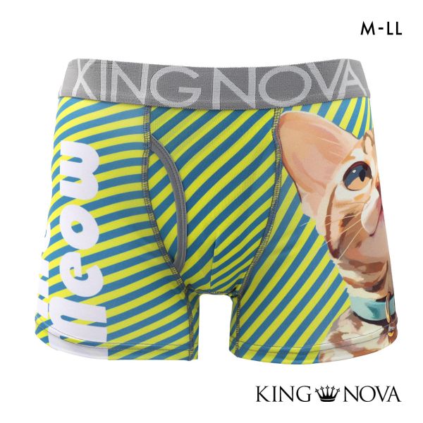 キングノバ BIGねこ ボクサーパンツ メンズ 前あき  M L LL ストレッチ プリント 大きいサイズ 贈り物 ギフト KING NOVA