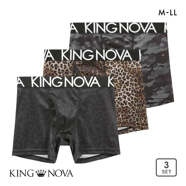キングノバ ボクサーパンツ メンズ 前あき ワイルド柄 三枚組 3P 3点セット KING NOVA キングノバ ボクサーパンツ メンズ 前あき ワイルド柄 三枚組 3P 3点セット KING NOVA