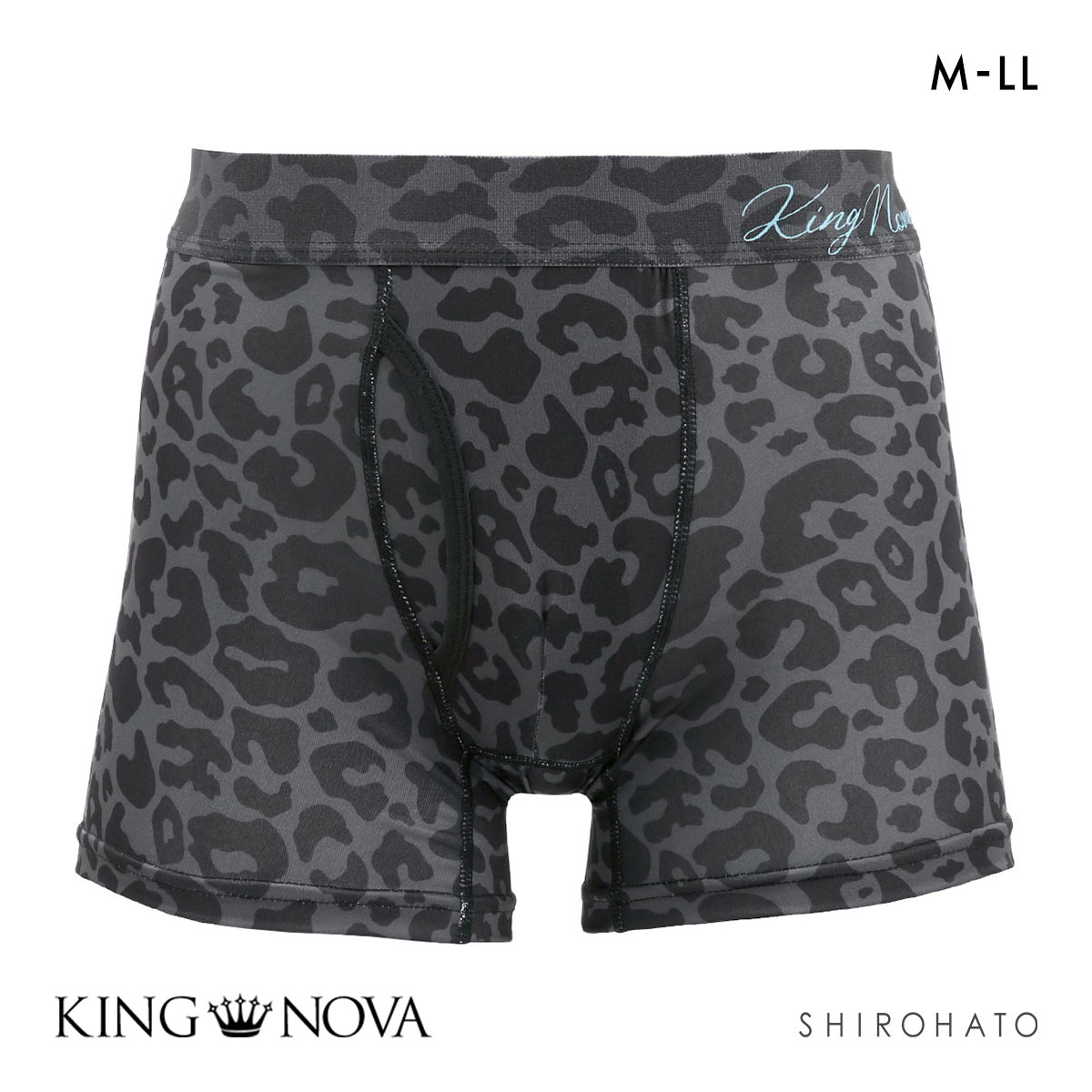 キングノバ ヒョウ柄 冷感ボクサーパンツ メンズ 前開き M L LL 接触冷感 ひんやり 涼しい 快適 KING NOVA ストレッチ プリント(LEO-ヒョウ-M)