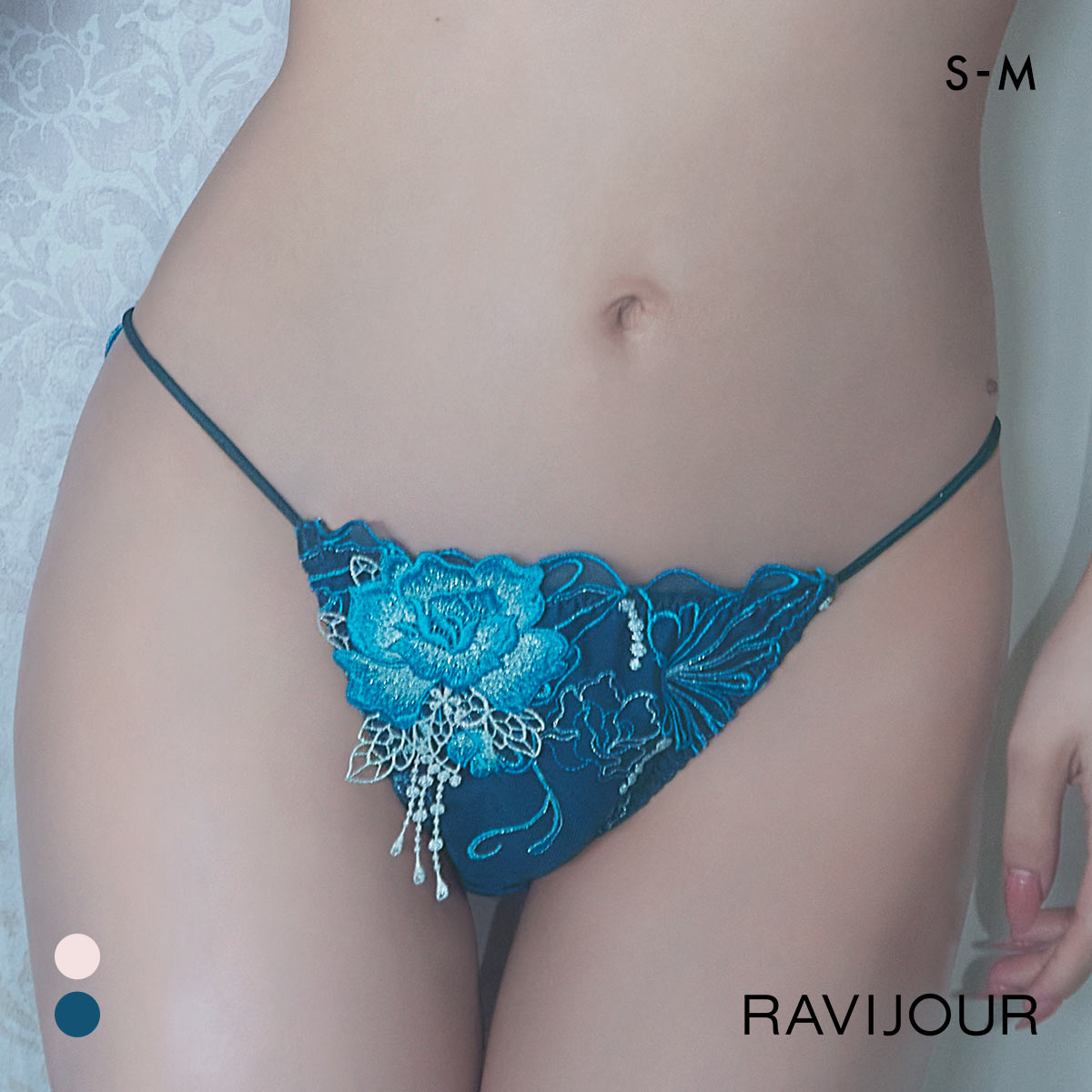 ラヴィジュール シャイニーバタフライ エンブレース ノーマル ショーツ SM バックレース 透け ストリング RAVIJOUR(BU-ブルー-S)