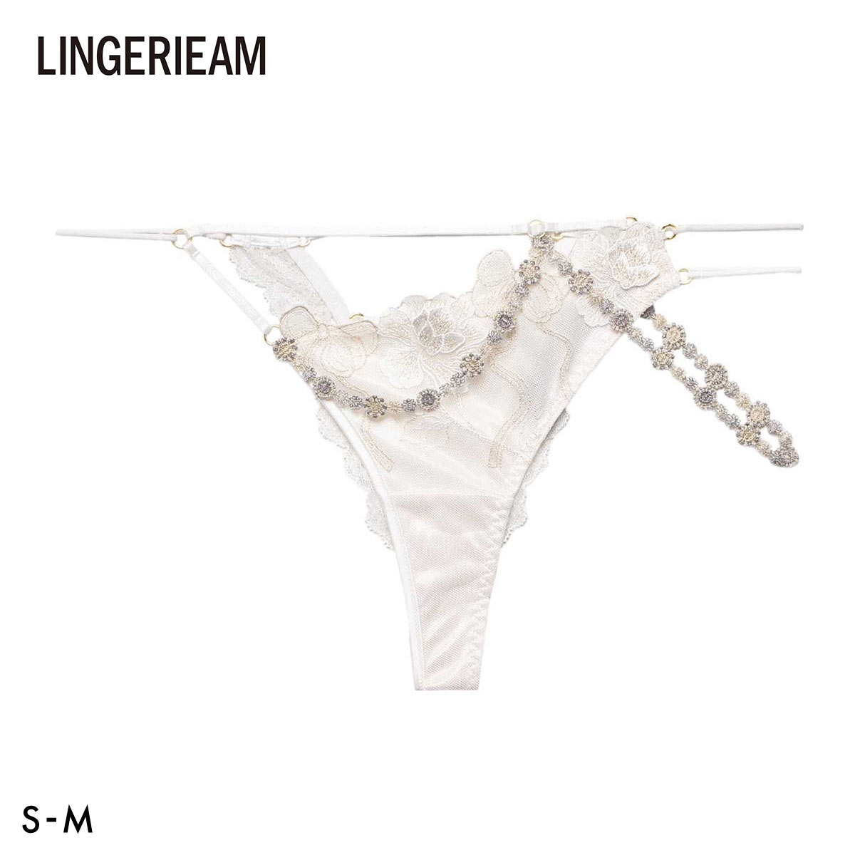 LINGERIEAM ラピダリー Tバックショーツ セクシー 過激 SM バックレース 透け RAVIJOUR ラヴィジュール(WH-ホワイト-S)