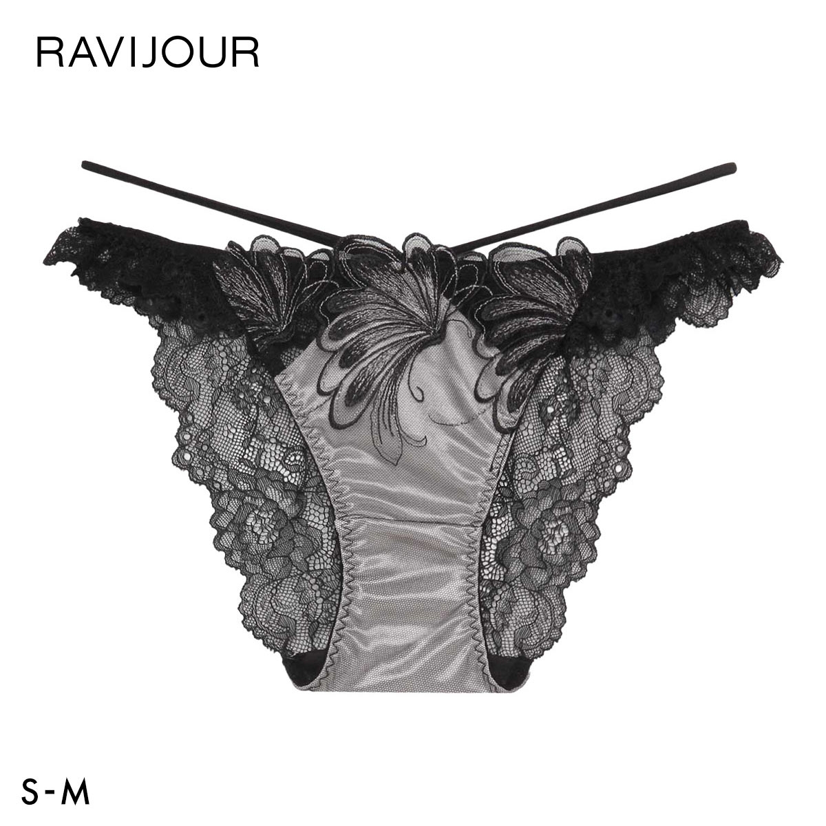 ラヴィジュール エリュナ ストレッチレース ノーマルショーツ SM セクシー バックレース 透け RAVIJOUR(BK-ブラック-S)